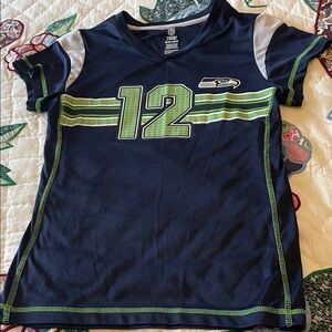 Seattle Seahawks Kids Navy Blue Sports Shirt Size M 10/12